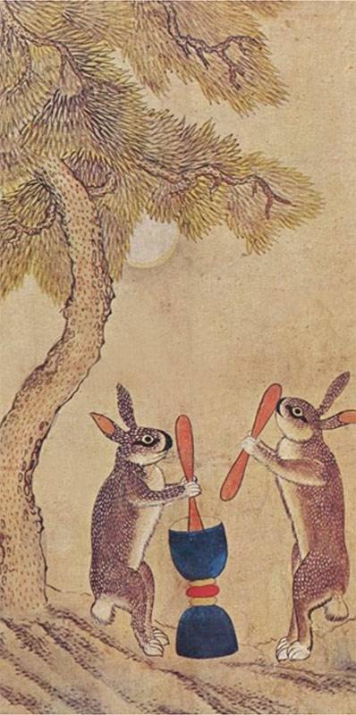 조선시대 민화 ‘달에서 방아를 찧는 토끼’. 사진 한국현대민화협회