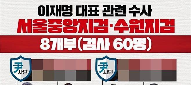 더불어민주당이 당원에게 공개한 이재명 대표 수사 검사 명단 ⓒ 더불어민주당