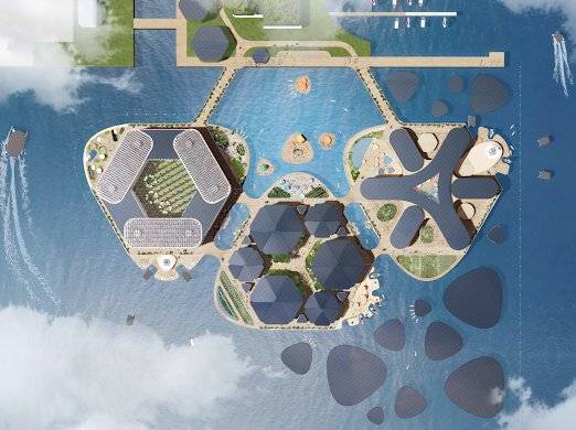2028년까지 부산 앞바다 6만㎡에 조성될 해상도시의 모습. 1만여명이 거주할 수 있다. [연합뉴스]