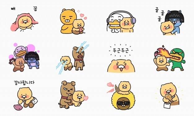 카카오가 서비스 먹통 사태 보상책으로 이모티콘 3종을 지급한다. 사진은 영구적으로 지급되는 춘식이 이모티콘. 카카오톡 갈무리