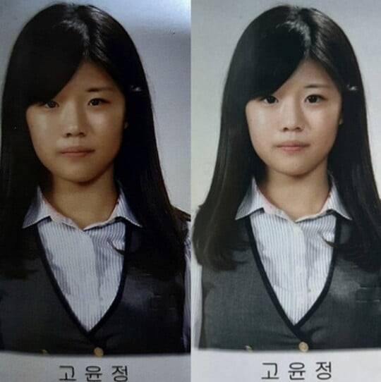 ▲ 조작된 졸업 사진(왼쪽)과 원본 사진. 출처| 온라인 커뮤니티