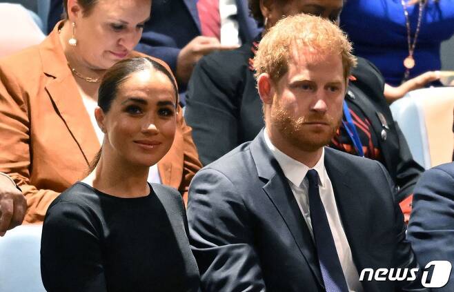 해리 영국 왕자와 부인 메간 마클이 18일(현지시간) 뉴욕 유엔 본부에서 열린 넬슨 만델라 기념일 행사에 참석을 하고 있다. ⓒ AFP=뉴스1 ⓒ News1 우동명 기자