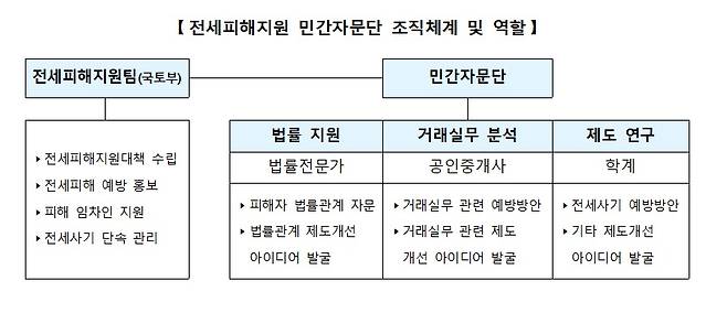 전세피해지원 민간자문단 조직체계 및 역할(국토부 제공)