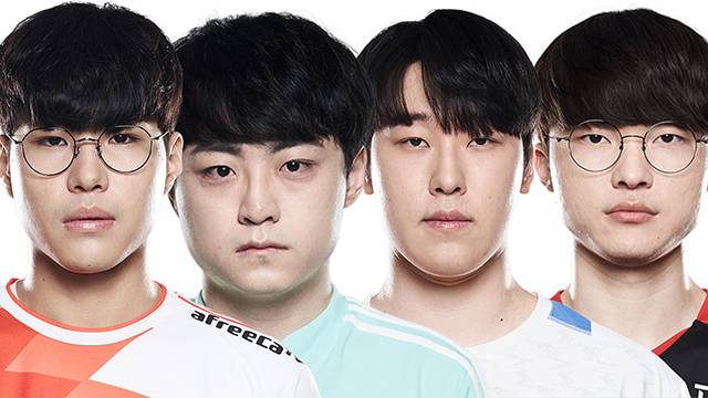 왼쪽부터 페이트, 쇼메이커, 제카, 페이커. 사진=2022 리그오브레전드 챔피언스 코리아 프로필