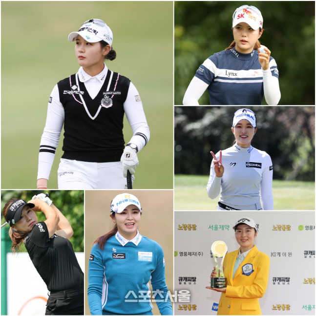 왼쪽부터 시계방향으로 박현경, 최예림 안지현, 김하니, 이가영, 황정미. 사진 | KLPGA