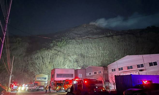 부산 강서구 녹산동 봉화산 화재 현장. 산림청 제공