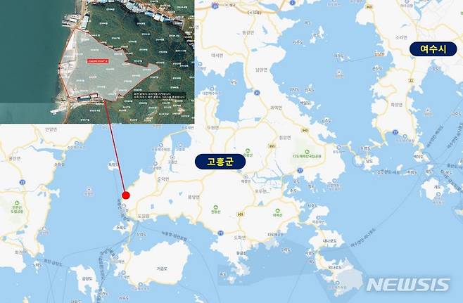 [고흥=뉴시스] 전남 고흥군 도양읍에 들어설 어선건조지원센터 예정부지 위치도. (위치도=전남도 제공) 2022.12.27. photo@newsis.com