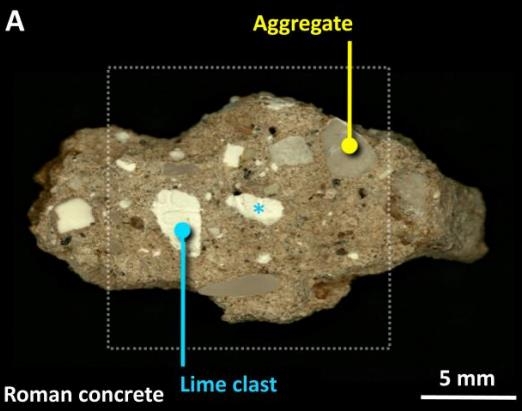 로마 콘크리트 내 석회 쇄설암(lime clast)  [Seymour et al., Sci. Adv 제공 논문 캡처/ 재판매 및 DB 금지] photo@yna.co.kr