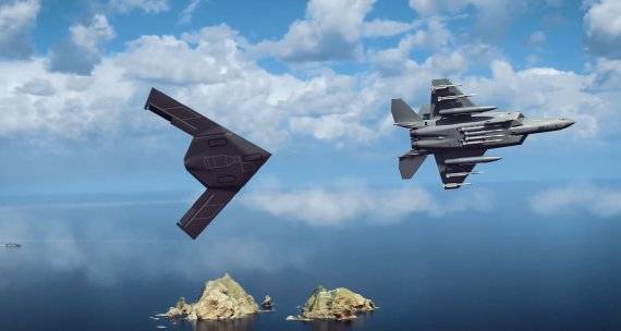 KF-21 '보라매' 전투기(오른쪽)과 무인 전투기(개발명 '가오리-X') 편대 컴퓨터그래픽. 가오리-X는 한국 국방과학연구소가 개발중인 스텔스 무인 전투기다. 국방과학연구소(ADD)는 1999년부터 스텔스 형상설계기술, 전파 흡수재료 기술 연구개발을 시작으로 주파수 선택적 전파투과 복합재기술, 전파흡수 복합재구조기술, 적외선흡수재료기술 등의 핵심소요기술 연구개발과제 진행했다. KF-21과 함께 비행하는 영상. 사진=방위사업청 제공