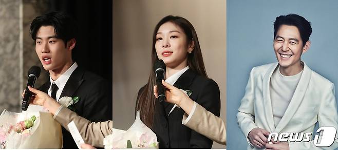 왼쪽부터 황선우 선수, 김연아 선수, 이정재 배우 겸 감독(이정재 사진 아티스트컴퍼니 제공)