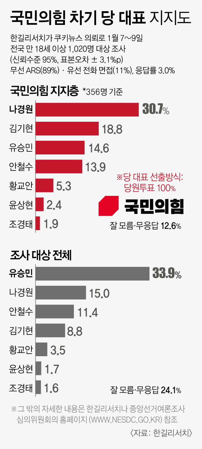 국민의힘 차기 당대표 지지도 - 그래픽 이해영 기자