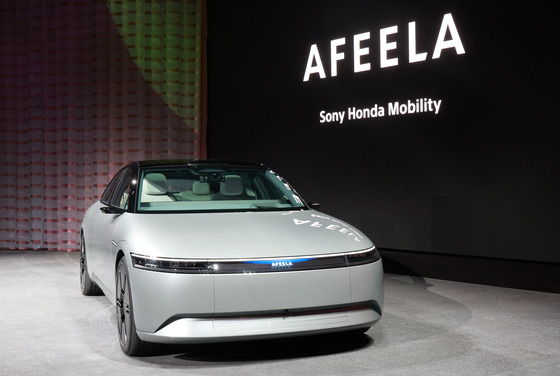 Sony Honda Mobility's all-electric Afeela sedan displayed at the CES 2023 tech fair in Las Vegas [JOINT PRESS CORP]