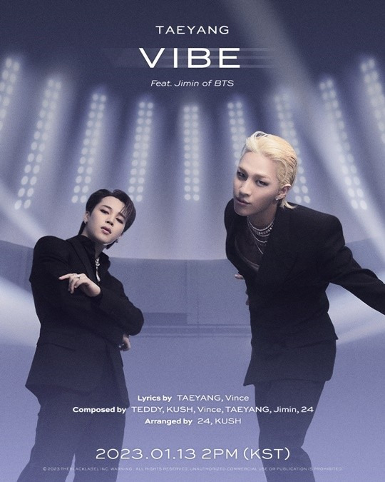 Taeyang returned with the new single "Vibe" featured by BTS' Jimin on Fri. at 2 p.m. (The Black Label)