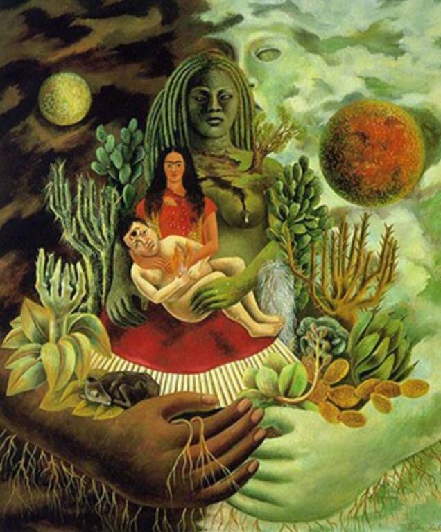 프리다 칼로, 우주와 지구, 나, 디에고, 그리고 애견 세뇨르 솔로틀의 사랑의 포옹