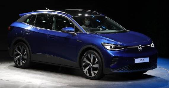 지난해 9월 15일 오전 서울 광진구 비스타 워커힐 서울에서 폭스바겐의 첫 순수 전기 SUV 'ID.4'가 공개됐을 당시 모습. 뉴시스