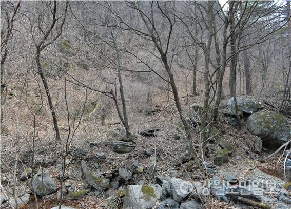 ▲ 동해시에 쇠부리터·숯가마터·철불·봉수대·백자·유기·석회·대마가마터·아연·시멘트 등 고대시대부터 이어져 오는 화철(火鐵)유적이 최소 40여곳 이상 발견되고 있어 불과 철을 매개로 하는 화철역사문화도시로 재창조할 필요성이 제기되고 있다.D지역  쇠부리 터 모습.