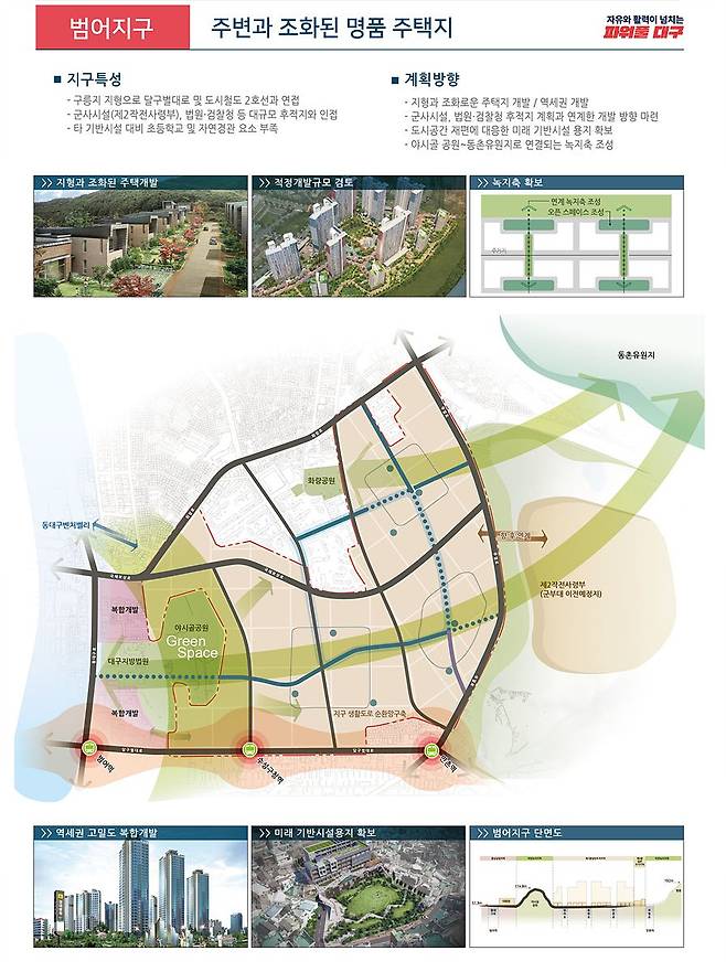 대구시가 마련하고 있는 대규모 단독주택지의 통개발 방향. 해당 구역은 범어지구다. /대구시