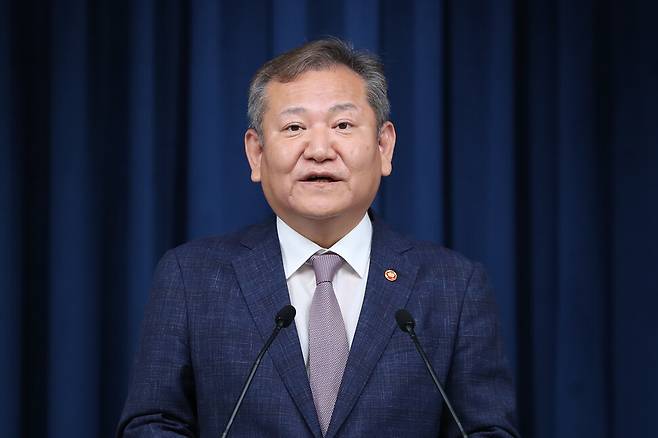 이상민 행정안전부 장관은 ‘윤석열식 정치’의 핵심축이다. 대통령실사진기자단