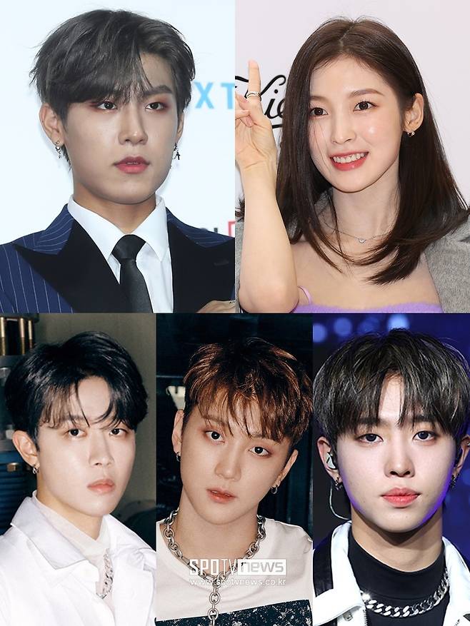 ▲ (왼쪽부터 시계 방향)AB6IX 박우진, 오마이걸 아린, 드리핀 이협, 골든차일드 주찬, 동현. 제공|곽혜미 기자, 울림엔터테인먼트