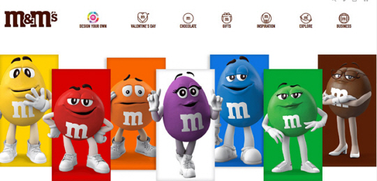 미국의 유명 초콜릿 M&M‘s 캐릭터들의 모습. 마즈 홈페이지 캡처