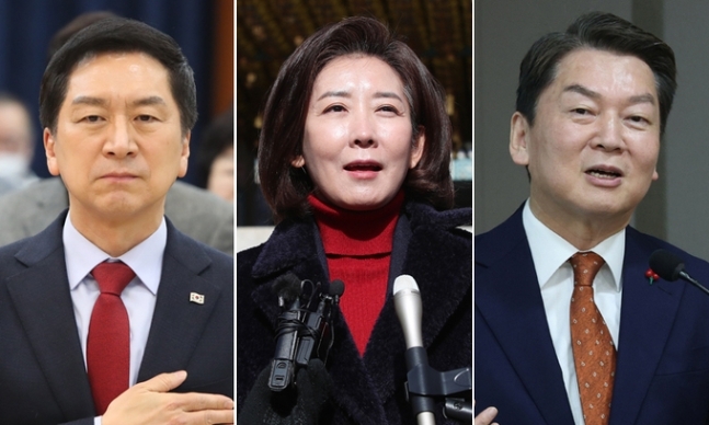 김기현 의원, 나경원 전 의원, 안철수 의원(왼쪽부터). 연합·뉴스1