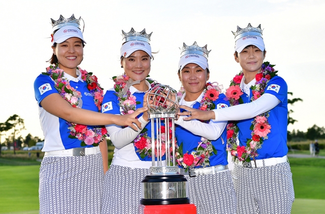 2018년 인터내셔널 크라운 대회에서 우승한 한국 대표팀(왼쪽부터 전인지, 유소연, 김인경, 박성현). LPGA 제공