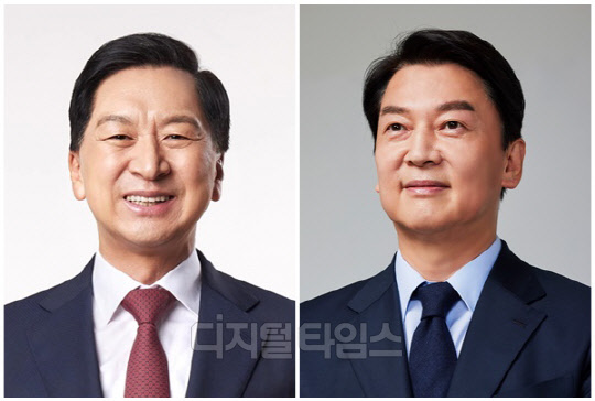 김기현(왼쪽) 국민의힘 의원과 안철수 국민의힘 의원. <디지털타임스 DB>