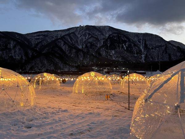 울릉크루즈와 코오롱글로텍의 공동주최로 열리는 나리분지 눈꽃축제 행사장.
