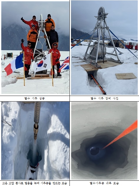 남극 열수 시추 장비 및 작동 사진. /극지연구소