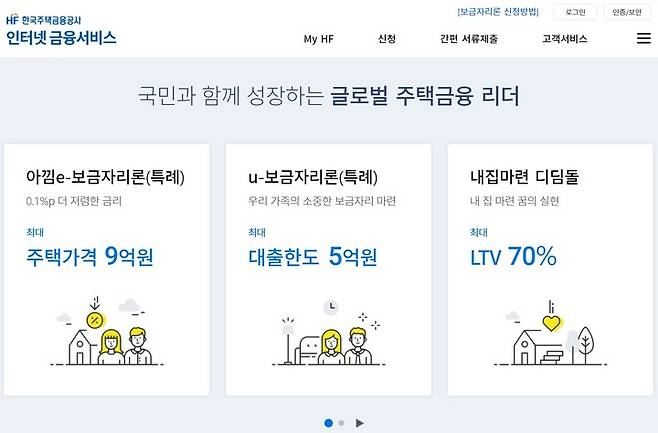 [서울=뉴시스]한국주택금융공사의 특례보금자리론 신청 페이지. (사진=주금공 홈페이지 캡처) *재판매 및 DB 금지