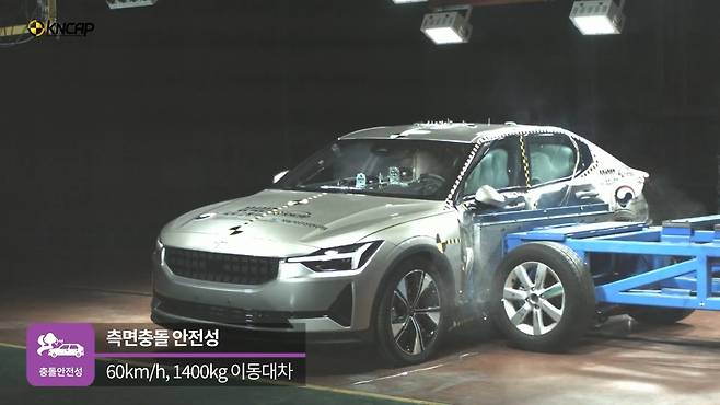 폴스타2 충돌 테스트(캡처=KNCAP 유튜브)