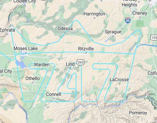 '왕관 쓴 747' 항공궤적. /플라이트트레이더24