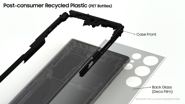 갤S23 울트라 폐페트병 재활용 플라스틱 적용 부품. 삼성전자 제공