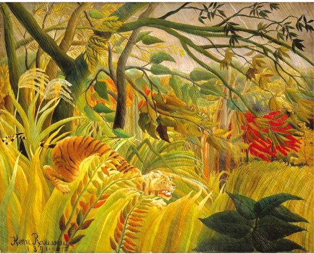 앙리 루소 ‘호랑이가 있는 열대의 폭풍(일명 놀라움)’(1891).  영국 내셔널갤러리 소장
