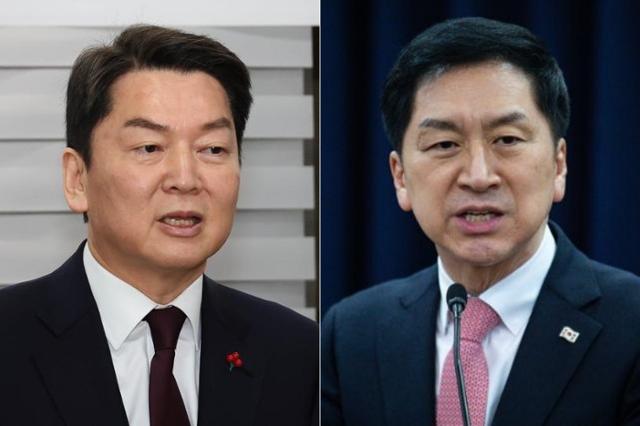 안철수(왼쪽) 국민의힘 의원과 김기현 의원. 연합뉴스, 뉴스1