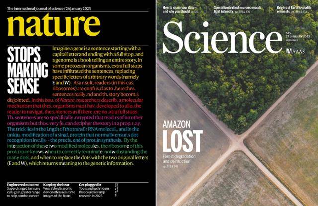 과학 학술지 네이처(왼쪽 사진)와 사이언스. 트위터 캡처