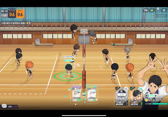 '하이큐!! 터치 더 드림'의 플레이 화면.