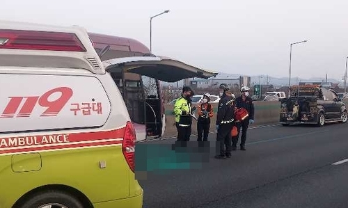 자전거를 탄 80대 치매 노인이 고속도로에 진입했다가 사고를 당한 현장. 연합뉴스