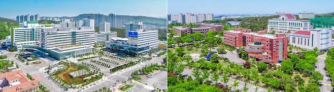 건양대 대전메디컬캠퍼스(왼쪽)과 논산창의융합캠퍼스