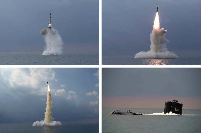 북한 잠수함발사탄도미사일(SLBM) 발사 자료사진. /북 노동신문