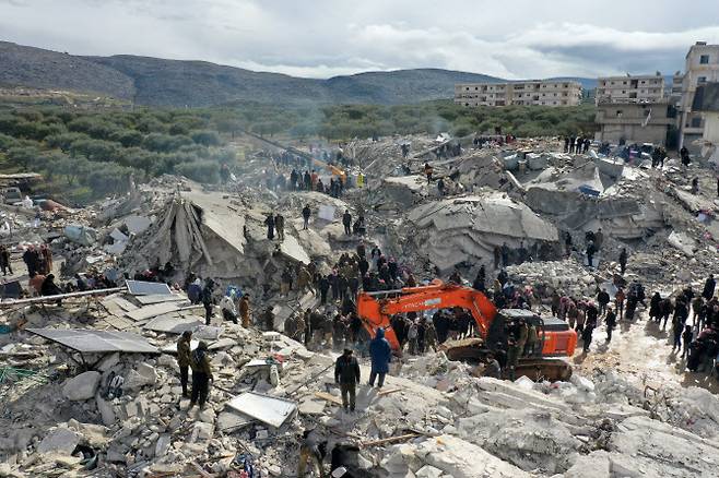 지진으로 황폐화된 시리아 반군 장악 지역.(사진=AFP)