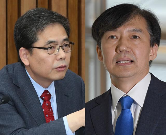 곽상도 전 의원(왼쪽)과 조국 전 법무부장관. 연합뉴스