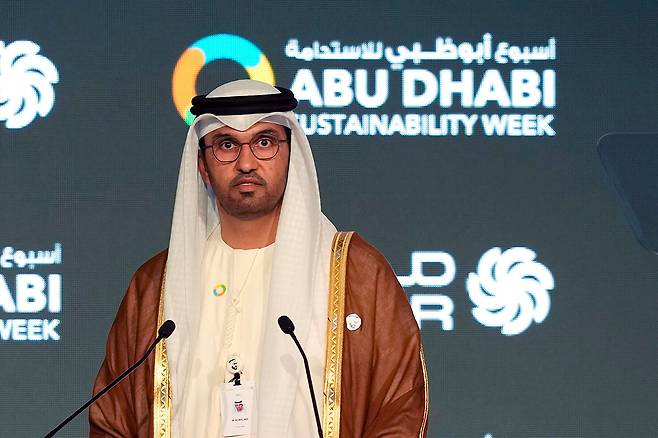 제28차 유엔기후변화협약 당사국총회 의장으로 지명된 술탄 알 자베르 아부다비 국영석유회사 회장.ⓒAP Photo