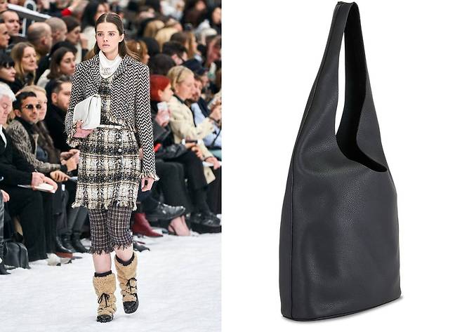 샤넬 2019 가을 겨울 컬렉션에 소개된 트위드 재킷(왼쪽)과 더로우 빈들 핸드백./샤넬, 더로우