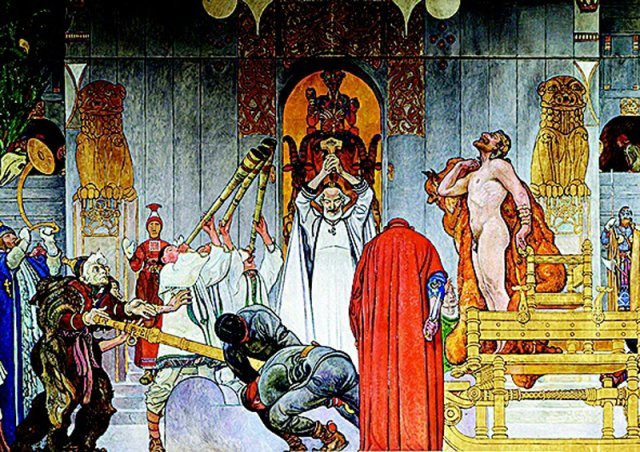 칼 라르손 ‘한겨울의 희생’(부분), 1915년.