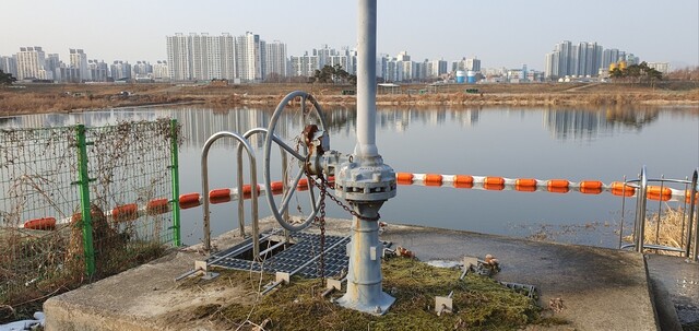 광주시는 가뭄이 지속되자 서구 덕흥동 영산강 둔치에서 농업용수인 영산강 물을 취수해 동구 용연정수장으로 보내기 위한 공사를 시작했다. 정대하 기자