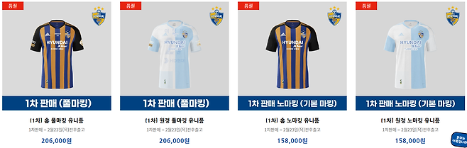 울산은 이번 시즌 풀 마킹 기준 20만 원이 넘는 유니폼을 발매했는데, 1~2차 수량이 10분 만에 완판됐다.