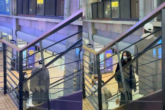 배우 송중기와 그의 아내 케이티 루이스 사운더스가 케이티의 가족들과 함께 8일 오후 9시쯤 서울 강남구 삼성동에 위치한 메가박스 코엑스점을 찾았다. /사진=독자 제공