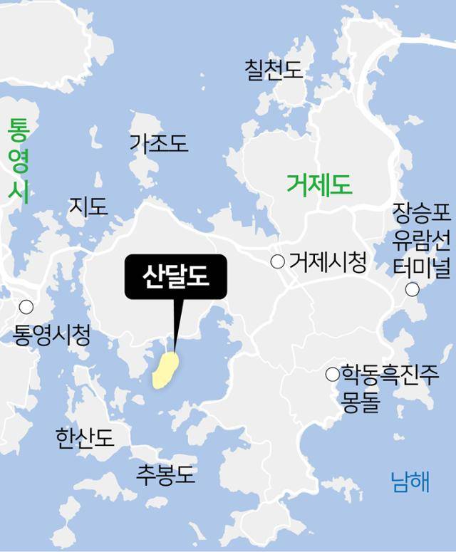 경남 거제 산달도 위치. 그래픽=김문중 기자