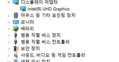 운영체제 상에서 확인한 그래픽카드 이름